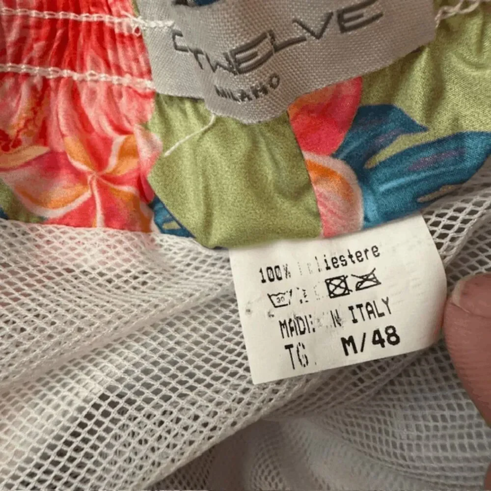 Detwelve Milano Mens Floral Elastic Waist Swim Shorts Multicolor Medium‎